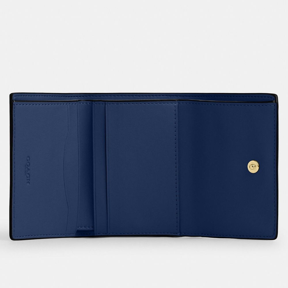 New Coach Two-in-One detachable Card Wallet Signature Canvas Blue Pebble Leather - Picture 4 of 10